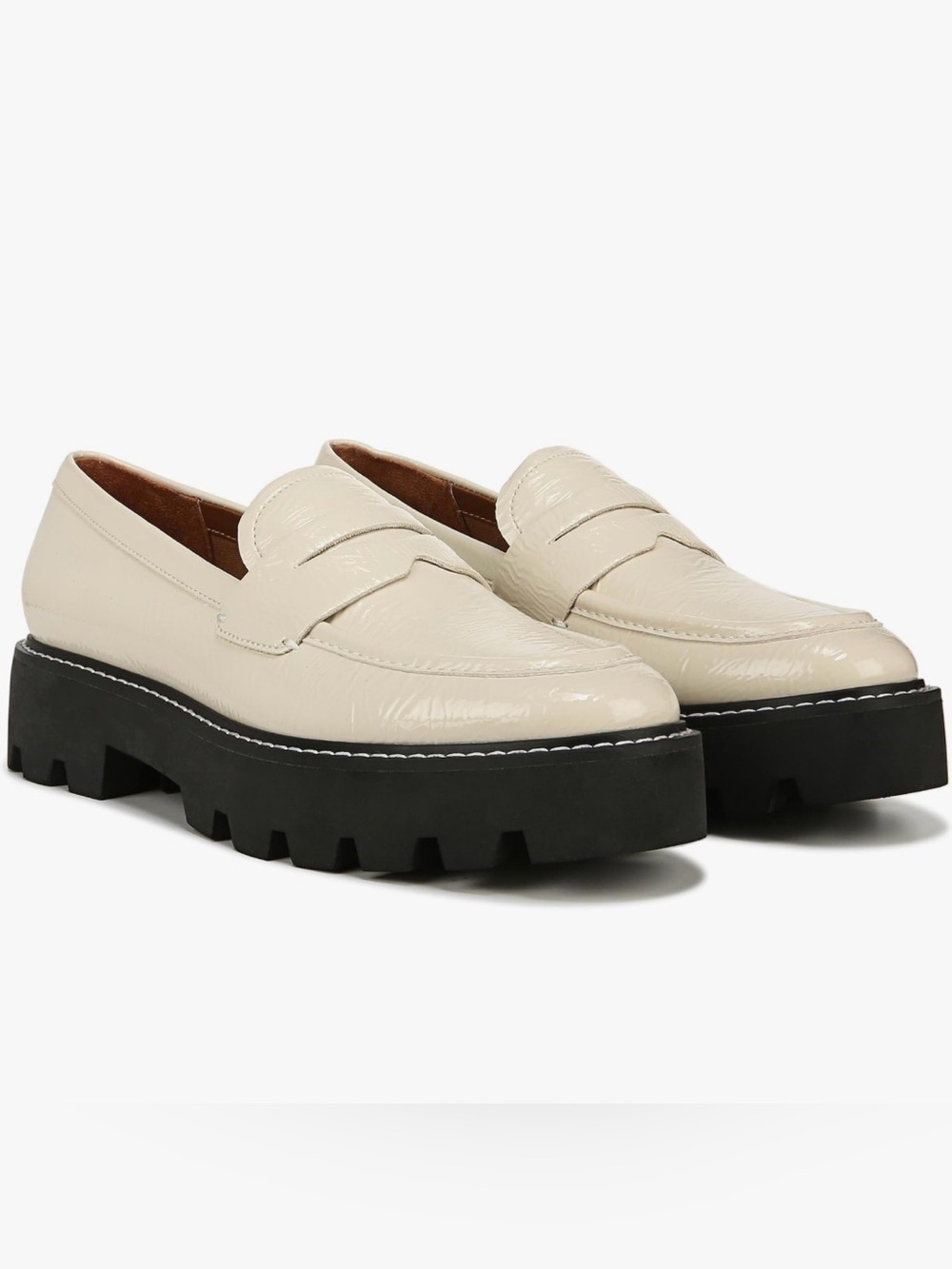 Franco Sarto Ivory Patent Leather Penny Loafers Size 5